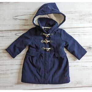 Nautica Navy Blue Hooded Pea Coat sz 12M